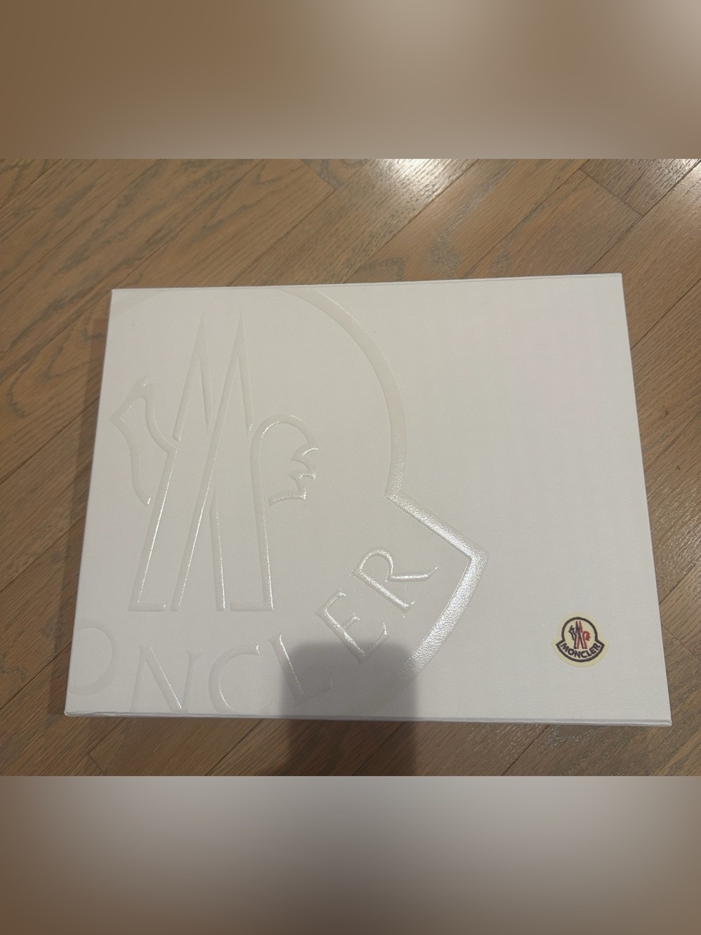 MONCLER White Embossed Logo Gift Box with Small Logo Patch and BAG  and RIBBON.
